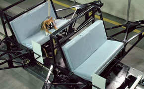 Crashtest mit Dummy-Hund Crashtest mit Dummy-Hund