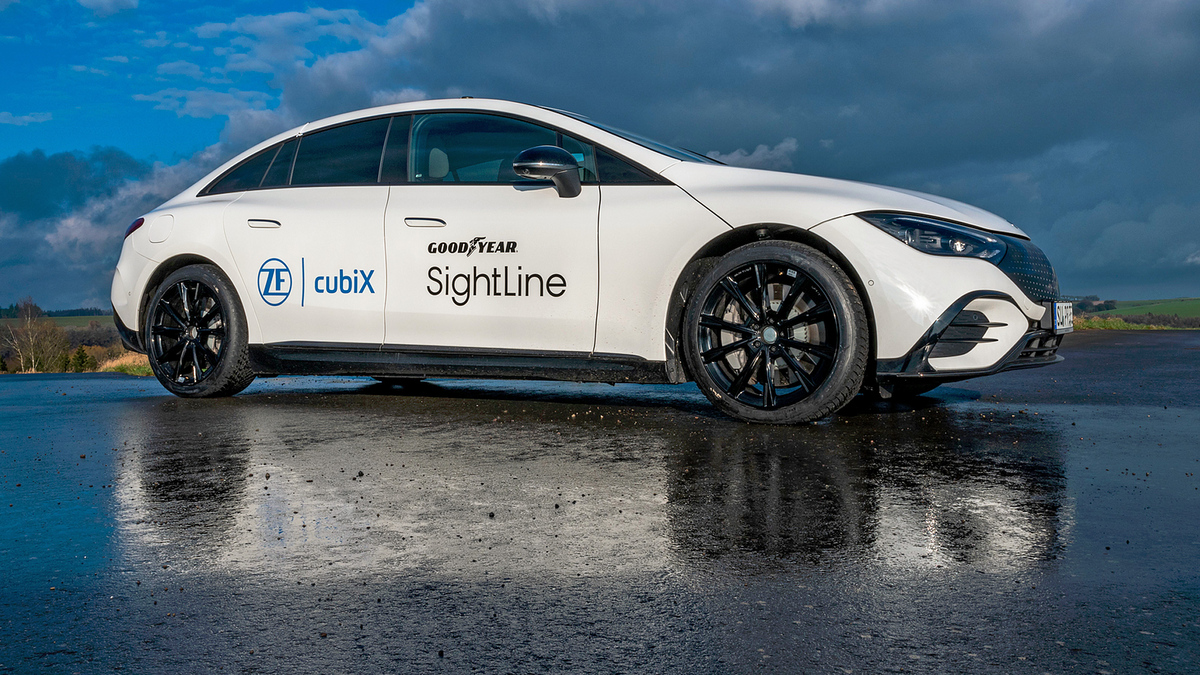 ZF und Goodyear haben ein neues Sicherheitssystem gegen Aquaplaning entwickelt. ZF und Goodyear haben ein neues Sicherheitssystem gegen Aquaplaning entwickelt.